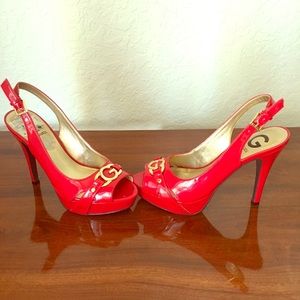 Like new. Guess Red sling-back high heel shoes.